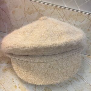 NWT Cream Fuzzy Angora Cabbie Hat